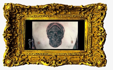 Skull Chest Tattoo - Victorian Picture Frame Png, Transparent Png, Transparent PNG
