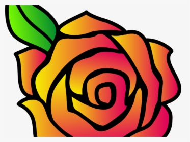 Orange Flower Clipart Single Flower - Draw A Cartoon Rose, HD Png Download, Transparent PNG
