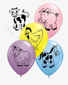3 Farm Animal Print Latex Balloons - Baloes De Animais Da Quinta, HD Png Download, Transparent PNG