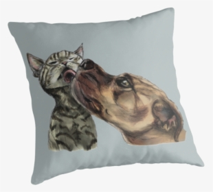 This Is A Rendering Of A Pitbull Dog Licking A Tabby - Cushion, HD Png Download, Transparent PNG