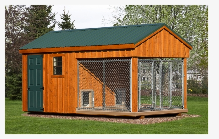 Traditional 2-box Kennel With Stained Pine Siding - Dog Kennel Shed, HD Png Download, Transparent PNG