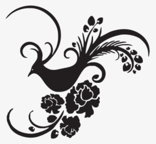 Bird Vector Png - Bird And Flower Stencil, Transparent Png, Transparent PNG