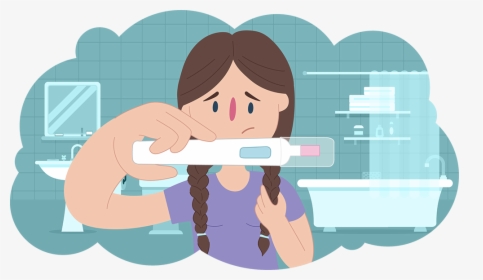 Worried Young Girl Holding Up Pregnancy Test In Bathroom - Pregnant Kidshelpline, HD Png Download, Transparent PNG