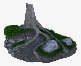 Tree Trunk, Rocks, Stump, Forest, Grass, Dirt - Grass, HD Png Download, Transparent PNG