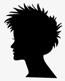 Silhouette Black And White Photography Woman - Silhouette Of A Girl With Short Hair, HD Png Download, Transparent PNG