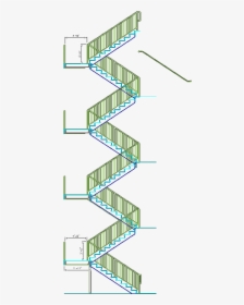 U Shaped Stairs In Section, HD Png Download, Transparent PNG