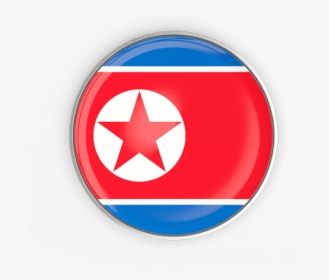 Round Button With Metal Frame - North Korea Flag Png, Transparent Png, Transparent PNG