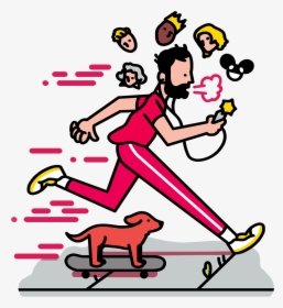 Listening To Music Jogging With Dog - Live Like A Creative Power Down Run While Music Cartoon, HD Png Download, Transparent PNG