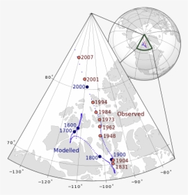 Magnetic North Pole Positions - Location Of Magnetic North Over Time, HD Png Download, Transparent PNG