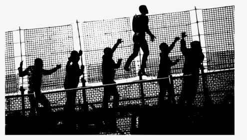 Africans Climbing Fence Into Europe Clip Arts - People Climbing Over Fence, HD Png Download, Transparent PNG