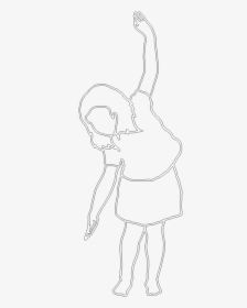 White Stroke Silhouette Of Girl Dancing - Drawing Little Girl Dance, HD Png Download, Transparent PNG