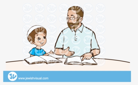 Transparent Father And Son Clipart - Learning Torah Clipart, HD Png Download, Transparent PNG