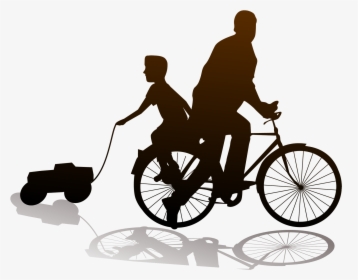 Fathers Son Mother Father And Riding A - Dad And Son Bicycle Tattoo, HD Png Download, Transparent PNG