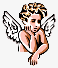 Vector Illustration Of Angelic Spiritual Cherub Angel - Angel Baby Stencil, HD Png Download, Transparent PNG
