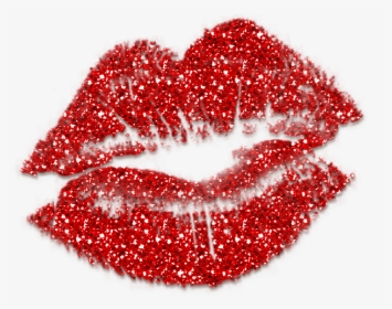 Kisses Clipart Glitter - Red Glitter Lips Clipart, HD Png Download, Transparent PNG