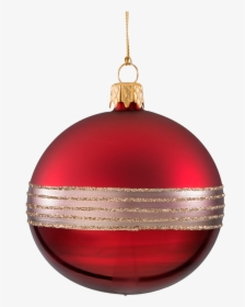 Glass Bauble Dark Red With Glitter Stripes, 8cm - Christmas Ornament, HD Png Download, Transparent PNG
