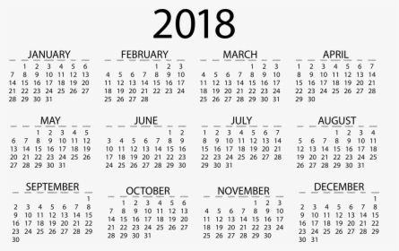 Calendar 2018 Date Free Photo - Free Printable Yearly Calendar 2019, HD Png Download, Transparent PNG