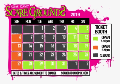 2019 Scaregrounds Haunted House Calendar - Clark County Scaregrounds, HD Png Download, Transparent PNG