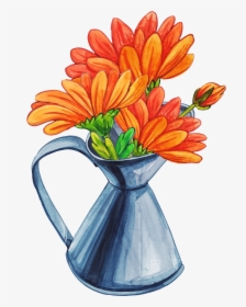 Orange Bouquet Png - Flowers In A Vase Cartoon, Transparent Png, Transparent PNG