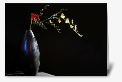 Orchids In Black Vase Greeting Card - Still Life Photography, HD Png Download, Transparent PNG