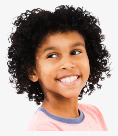 A Middle School Kid With Curly Black Hair Smiling - Smiling Child Png, Transparent Png, Transparent PNG