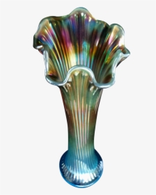 Northwood Fine Rib Sapphire Opal Vase - Northwood Carnival Glass Vase, HD Png Download, Transparent PNG