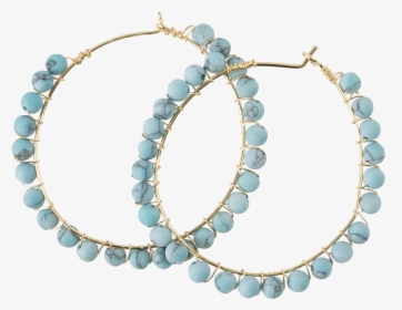 *turquoise Stone Hoop Earrings - Arabesco Perola Png, Transparent Png, Transparent PNG