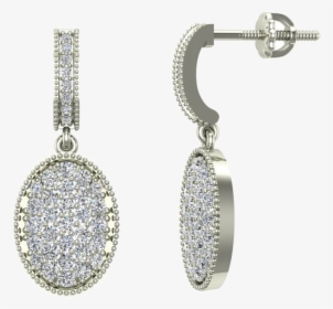 Pave Set Oval Dangle Diamond Earrings 18k Gold , Png - Earrings, Transparent Png, Transparent PNG