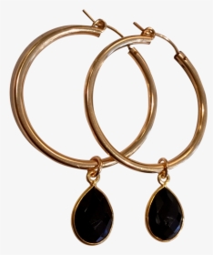 Black Onyx And Gold Hoop Earrings V - Bangle, HD Png Download, Transparent PNG