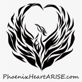Logo Phoenix Heart In Heart 4×4 Image Transparent Background - Black And White Phoenix Bird, HD Png Download, Transparent PNG