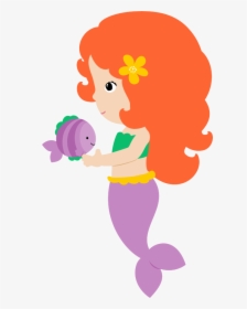 Seashells Clipart Little Mermaid - Simple Cute Mermaid Cartoon, HD Png Download, Transparent PNG
