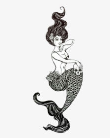 Mermaid Illustration Drawing Vector Graphics Clip Art - Mermaid Sitting On Moon, HD Png Download, Transparent PNG