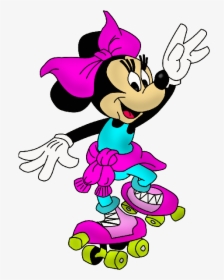 Mickey Clipart Animated - Minnie Mouse On Skates Png, Transparent Png, Transparent PNG