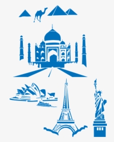 World, Landmarks, Taj Mahal, India, Eiffel, Tower - 7 Wonders Of The World Clipart, HD Png Download, Transparent PNG