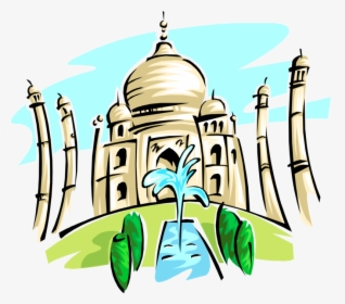 Vector Illustration Of Taj Mahal Marble Mausoleum On - Taj Mahal Clipart Png, Transparent Png, Transparent PNG