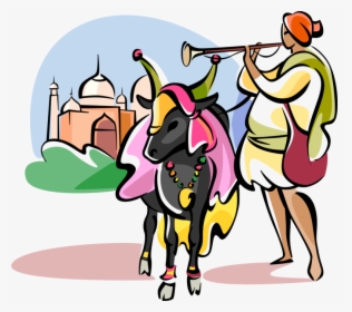 Vector Illustration Of Hinduism Sacred Cow At Taj Mahal - Vacas Sagradas Png, Transparent Png, Transparent PNG