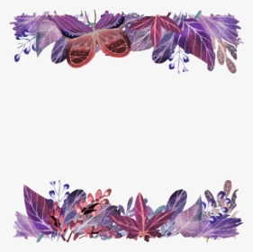 #butterfly #flower #flowers #wreath #border #frame - Purple Flowers With Butterflies Border, HD Png Download, Transparent PNG
