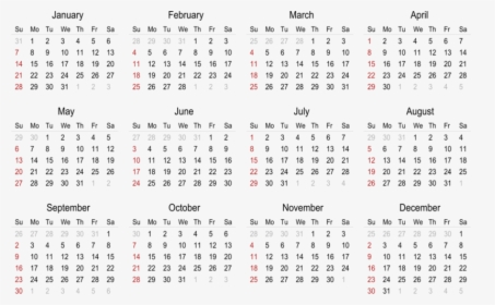 Calendar 2018 Transparent Background - Free Online 2018 Calendar, HD Png Download, Transparent PNG