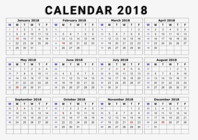 Download 2018 Calendar Transparent Image - Printable 2018 Desk Calendar, HD Png Download, Transparent PNG