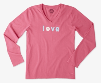 Women S Smiley Love Long Sleeve Crusher Vee - Life Is Good Life Is Golden T Shirt, HD Png Download, Transparent PNG