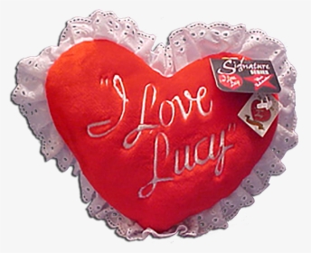 Front Of I Love Lucy Red Heart Pillow With Lace Trim - Heart, HD Png Download, Transparent PNG