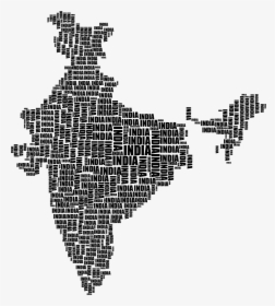 India Map Typography Black - India Map In Green Colour, HD Png Download, Transparent PNG