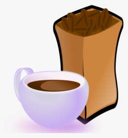 Cup Of Coffee With Sack Of Coffee Beans - Coffee Beans Clip Art, HD Png Download, Transparent PNG