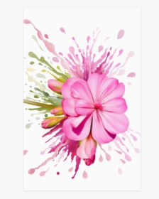 Pink Flower Color Splash, Watercolor Poster 22 X34 - Flower Splash Color Png, Transparent Png, Transparent PNG