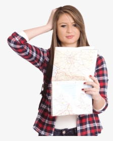 Girl With Map - Plaid, HD Png Download, Transparent PNG
