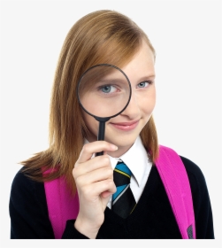 Woman Holding Magnifying Glass Png, Transparent Png, Transparent PNG