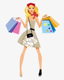 Mall Clipart Lady Shopping - Women Shopping Cartoon Png, Transparent Png ,  Transparent Png Image - PNGitem