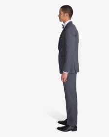 Charcoal Gray Notch Lapel Suit - Side View Of A Standing Person Png, Transparent Png, Transparent PNG