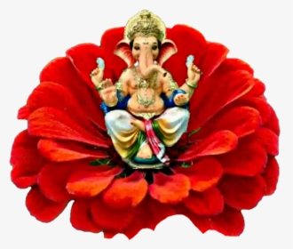 #lord #lordganesha #lordganesh #ganesha #red #redflower - Lord Ganesha Images With Flowers, HD Png Download, Transparent PNG