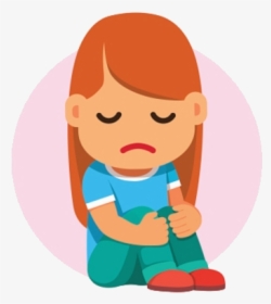 Depression Sad Child Clipart Cartoon Image Of Free - Cartoon Girl Sitting Down, HD Png Download, Transparent PNG